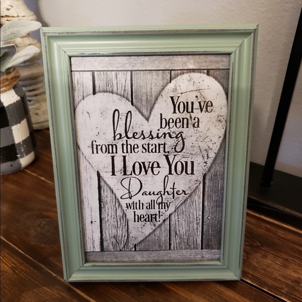 Farmhouse Daughter blessing heart love picture 5x7 w/frame